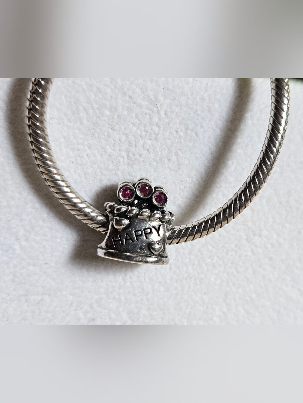 Chamilia 'Happy Birthday' Cake Charm Sterling Silver with Pink Stones✨️
